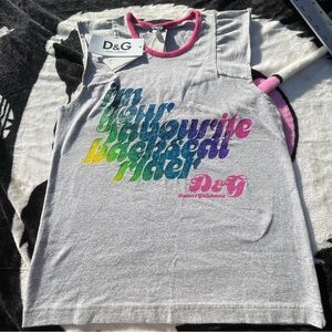 Women’s Dolce & Gabbana Sz SM Sleeveless Graphic 90s Runway NWT Blouse